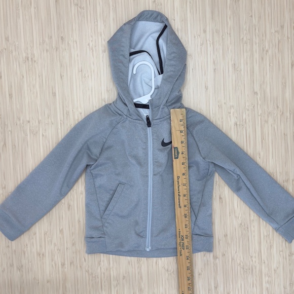 Kids Nike Dri Fit Light Gray Full Zip Hooded Long Sleeve Sweatshirt - size 2T - Picture 3 of 5